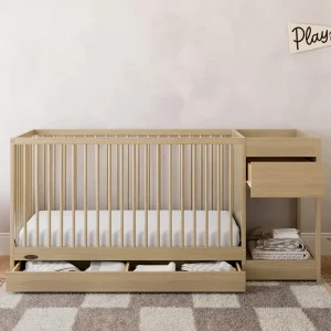 5-in-1 Convertible-Crib-Changer with Drawer (Driftwood)