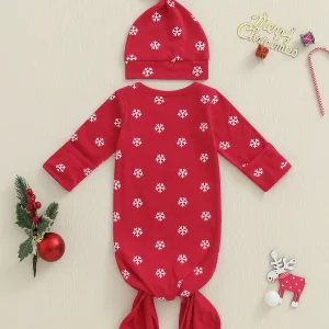 Infant Pajama Set with Reindeer and Snowflake Print, 0-3 months