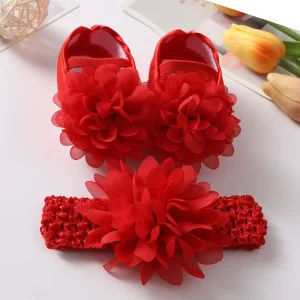 Newborn Toddler Baby Princess Headband, Floral Shoes