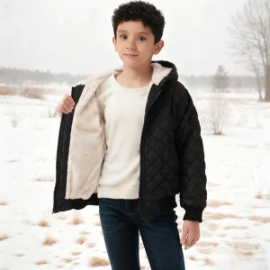 KIds Thick Hooded Jacket Padded Warm Fleece