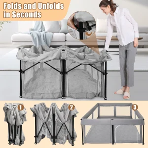 Portable, Foldable Baby Playpen with Mat - 50 x 50 Inch