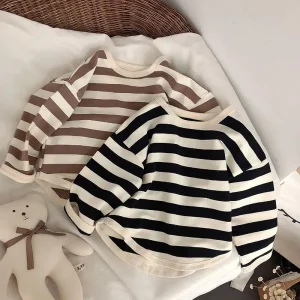Striped Long Sleeves Cotton T-shirt- sizes 12 months-4 years