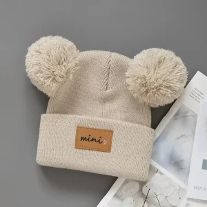 Winter Baby Pompom Hats For Girls/ Boys, 0-6 Months