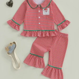 Infant, kids Holiday Pajama Set with Festive Ruffles, 0-4 Years