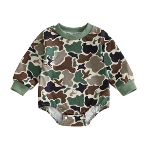 Adorable-Baby-Toddler Camo Print Romper O-18 M