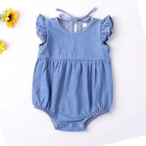 Girls Baby/Toddler Cotton Denim Romper