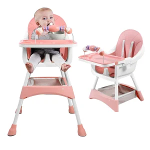Portable Baby High Chair, Double-Layer Dinner Plate