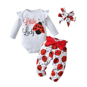 Newborn Baby Girls Set, Ladybug Print