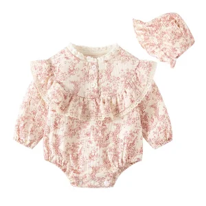 0-24M  Cotton Toddler Baby Girl Romper+Hat