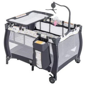 3-in-1 Play yard with Changing Table, Music Box, and Portable Bassinet