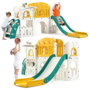 8 In 1 Toddler Indoor-Outdoor Playground With Slide