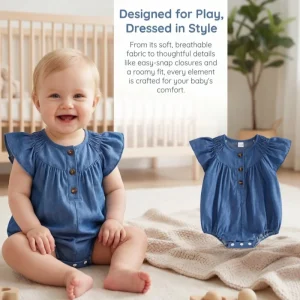 Newborn Baby 0-18M Denim Romper