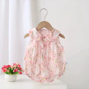 Baby Girl Rabbit Bodysuit Floral Print Cotton