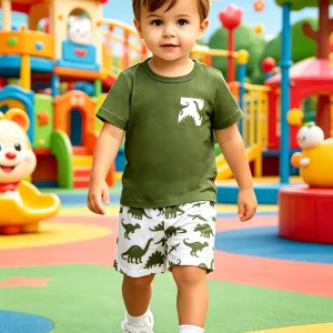 Fun Style Dinosaur Shorts Set