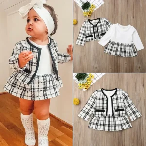2Pcs Plaid Party Clothes Girl Fashion-1-6 yrs - Thumbnail Image 2